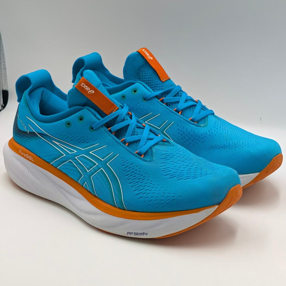 Asics Gel-Nimbus 25 Island Blue Sun Peach Mens 12.5 (UK 11.5) Running Shoes